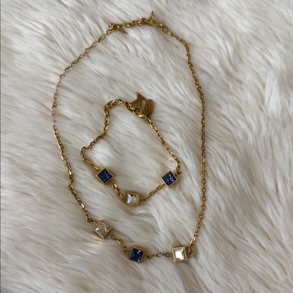 Louis Vuitton Collier Gamble Necklace and Bracelet Set with Crystal Cube Charms